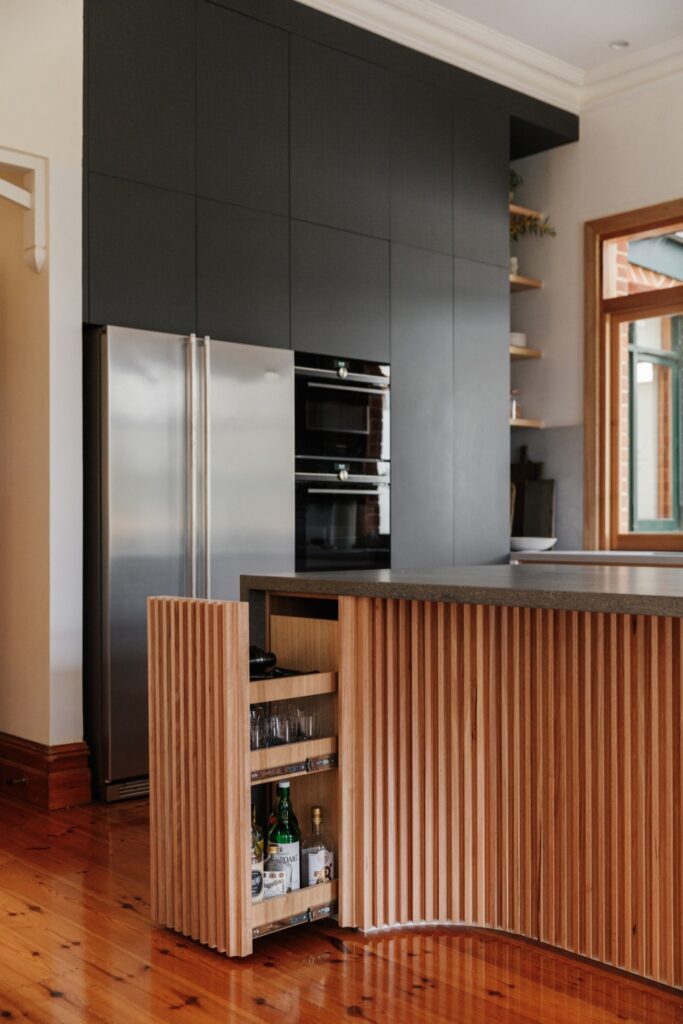 Textured Slatted and Ribbed Wood in Kitchen Design