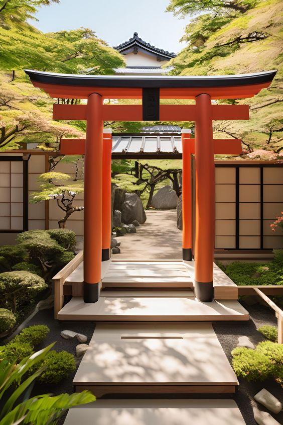 Add a Wooden Torii Gate for a Grand Entrance