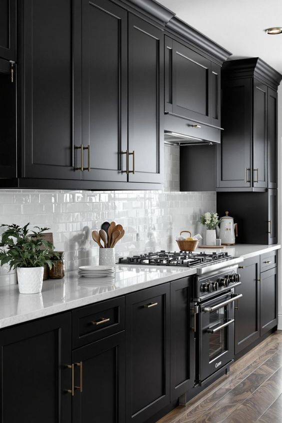 Black Cabinets with a Skylight for Extra Brightness